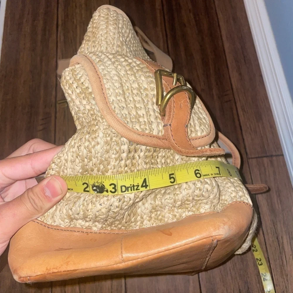 Vintage Woven tote large fossil bag straw bag leather bag canvas shoulder bag